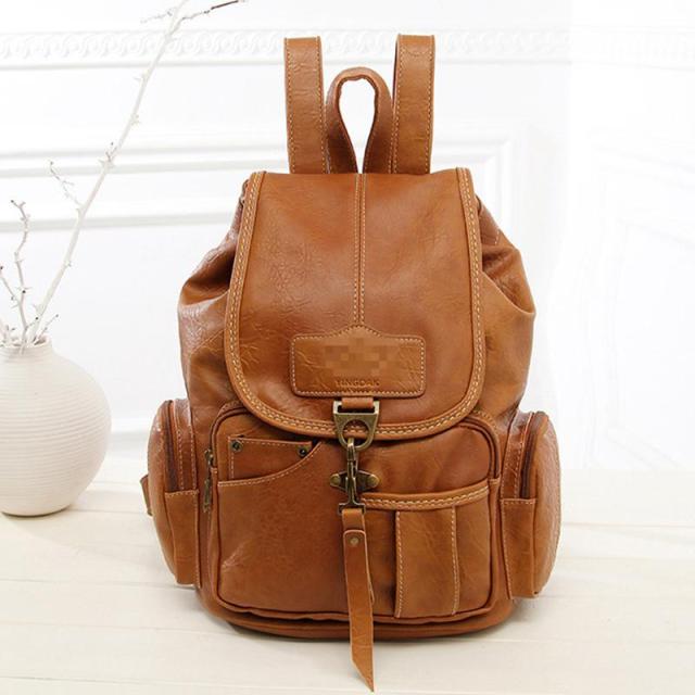 Licht Bruine Vintage Leren Rugzak
