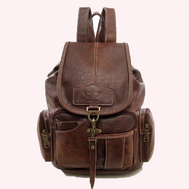 Vintage Bruine Leren Rugzak