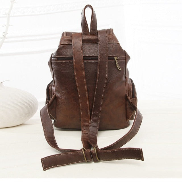 Vintage Bruine Leren Rugzak