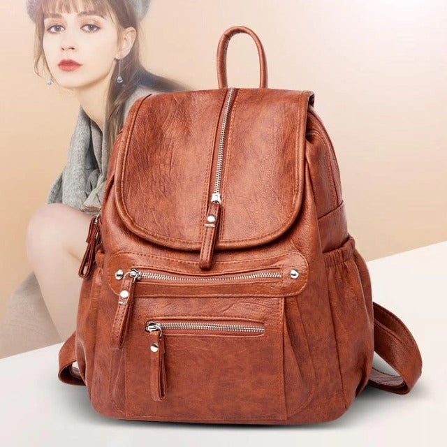 Bruine Leren Tas met Zaak voor Dames
